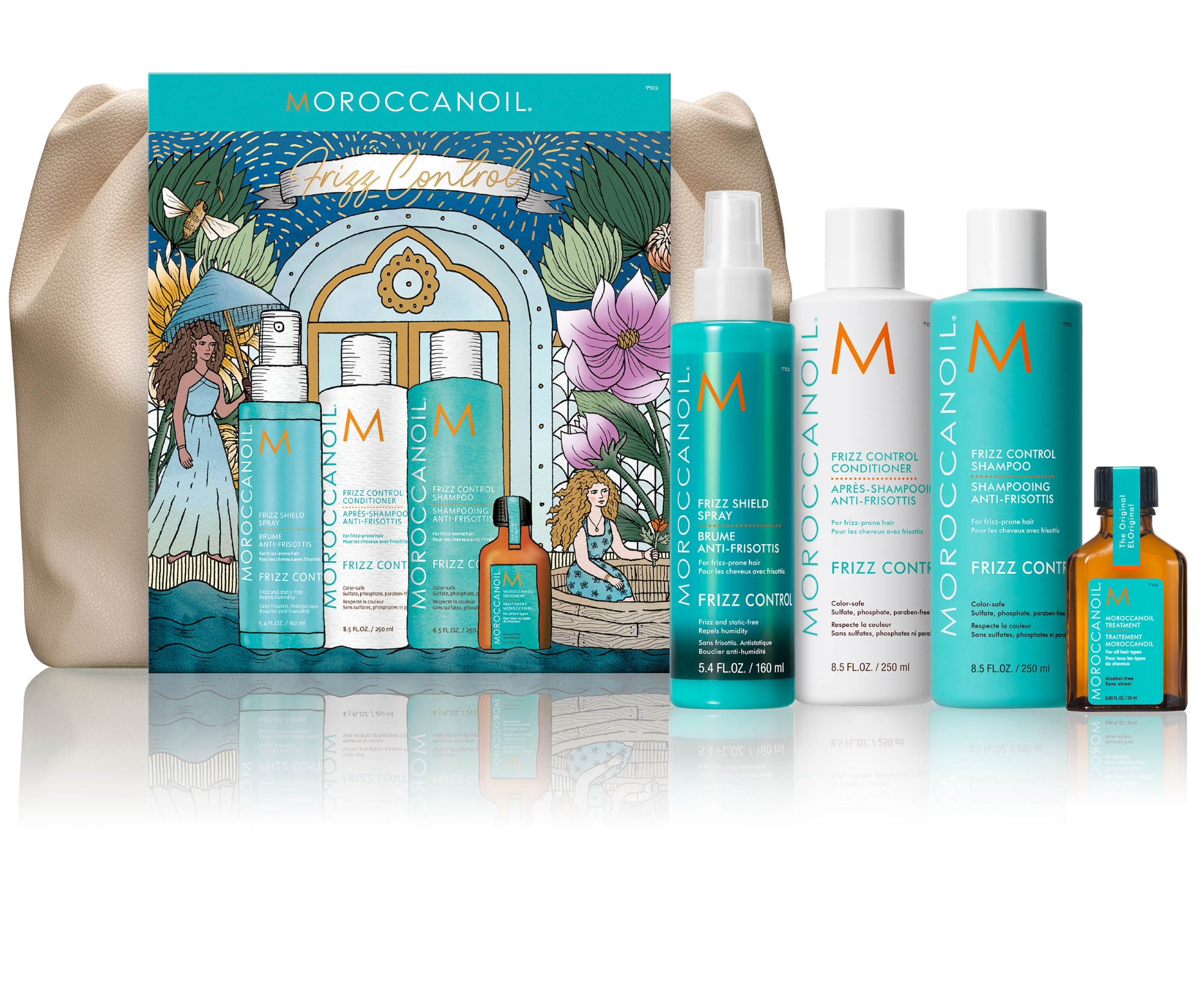 Dárková sada pro uhlazení krepatých vlasů Moroccanoil Frizz Control + taštička zdarma + dárek zdarma