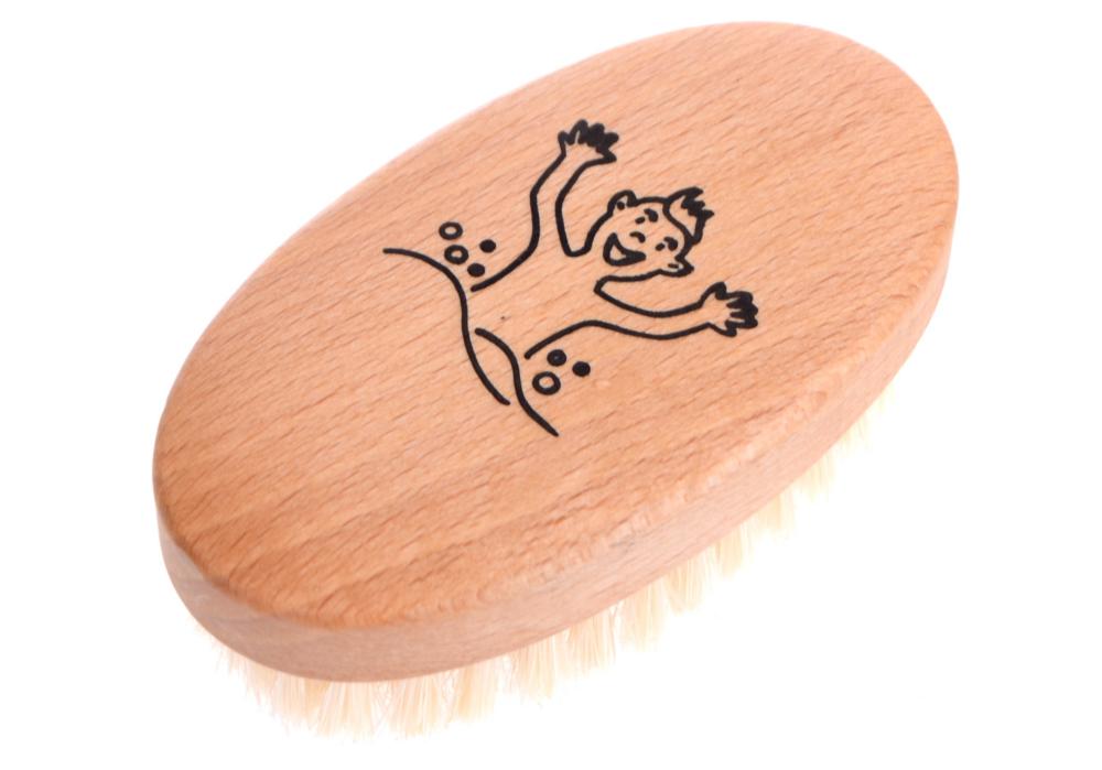 Dětský masážní kartáč z bukového dřeva s přírodními štětinami Keller 369 22 11 - 93 x 51 mm + dárek zdarma