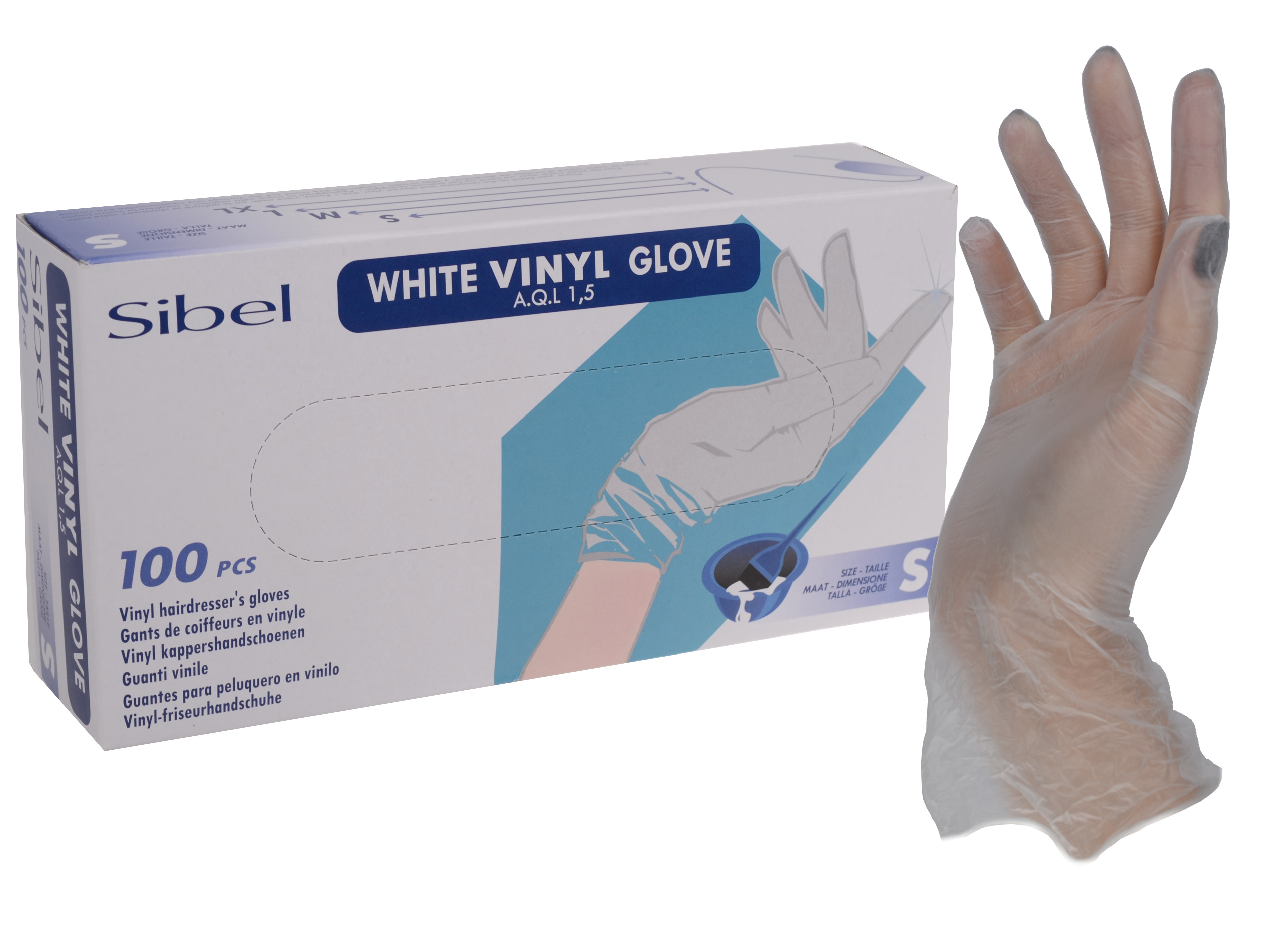 Vinylové rukavice pro kadeřníky Sibel 100 ks - S (0932201-54) + DÁREK ZDARMA