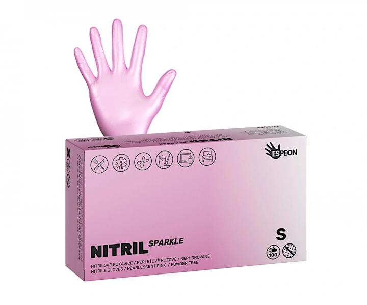 Nitrilov rukavice Espeon Nitril Sparkle - 100 ks, perleov rov, velikost S