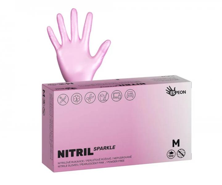 Nitrilov rukavice Espeon Nitril Sparkle - 100 ks, perleov rov, velikost M