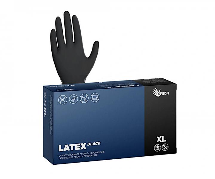 Latexov rukavice Espeon Latex Black - 100 ks, ern, velikost XL