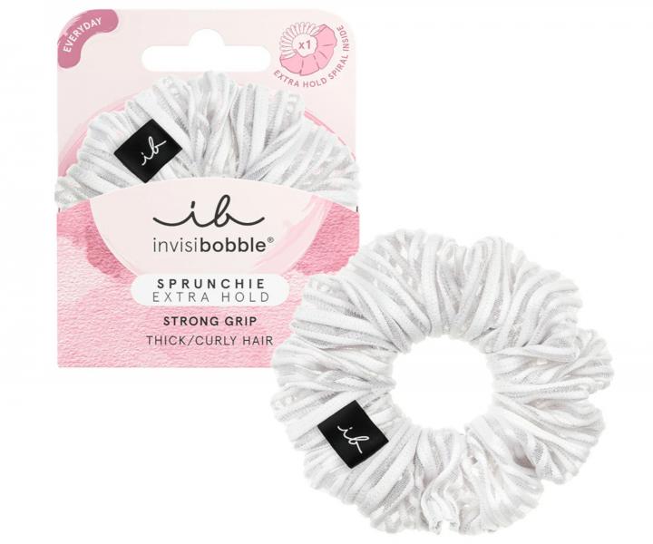 Ozdobn spirlov gumika do vlas Invisibobble Sprunchie Extra Hold Pure White - bl