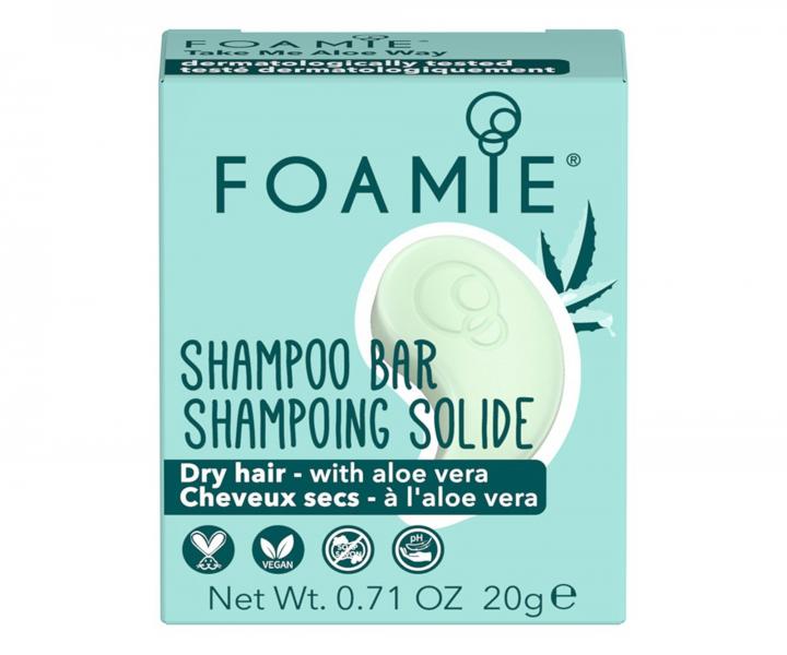 Tuh mini cestovn ampon pro such, lmav a kehk vlasy Foamie Take Me Aloe Way Shampoo Bar - 20 g