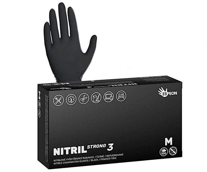 Siln nitrilov rukavice se zdrsnnm povrchem Espeon Nitril Strong 3 - 100 ks, ern, velikost M