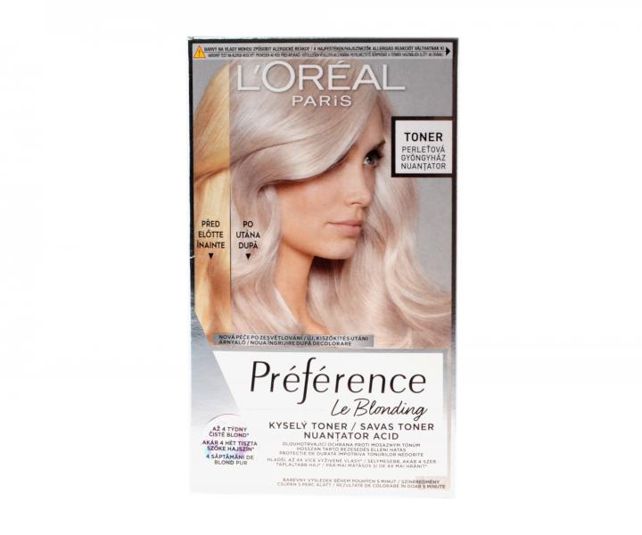 Neutralizan toner na vlasy s kyselm pH Loral Paris Prfrence Le Blonding - perleov