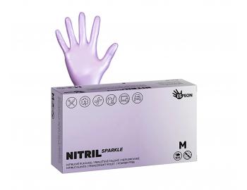 Nitrilov rukavice pro kadenky Espeon Nitril Sparkle 100 ks - perleov fialov - M