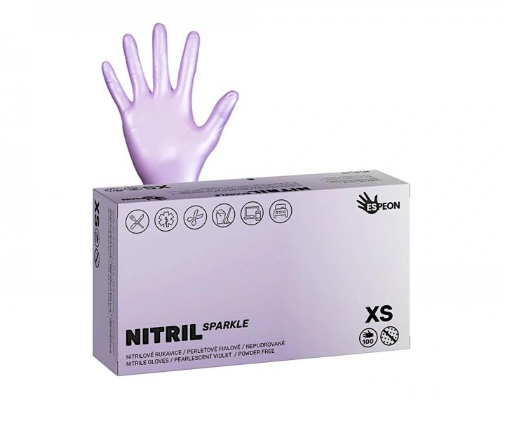 Nitrilov rukavice pro kadenky Espeon Nitril Sparkle 100 ks - perleov fialov