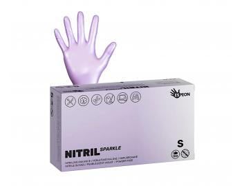 Nitrilov rukavice Espeon Nitril Sparkle - 100 ks, perleov fialov, velikost S