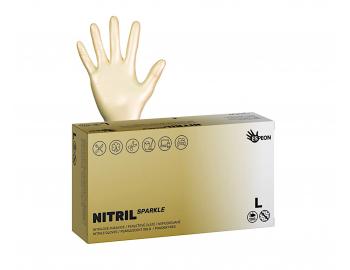 Nitrilov rukavice pro kadenky Espeon Nitril Sparkle 100 ks - perleov zlat - L