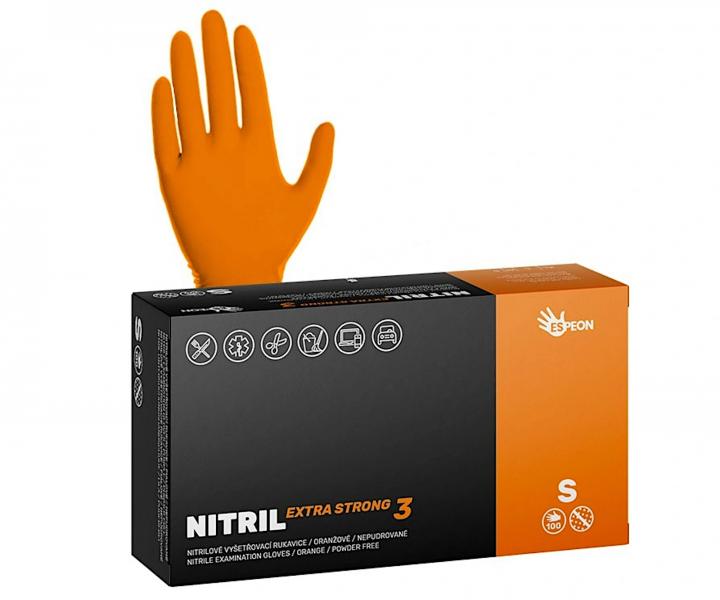 Siln nitrilov zdrsnn rukavice Espeon Nitril Extra Strong 3 - 100 ks, oranov, velikost S