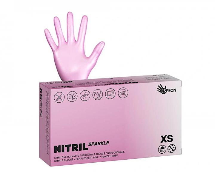 Nitrilov rukavice Espeon Nitril Sparkle - 100 ks, perleov rov, velikost XS