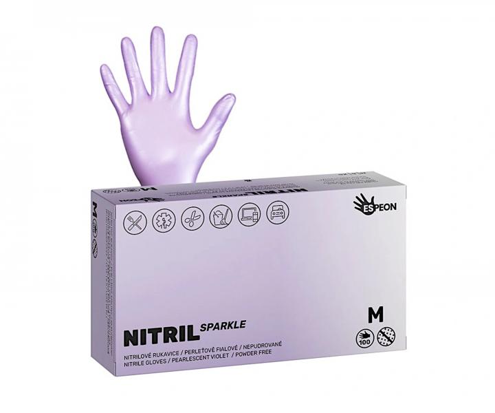 Nitrilov rukavice Espeon Nitril Sparkle - 100 ks, perleov fialov, velikost M