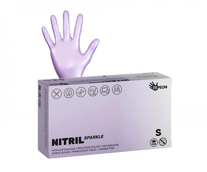 Nitrilov rukavice pro kadenky Espeon Nitril Sparkle 100 ks - perleov fialov