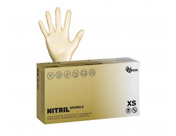 Nitrilov rukavice pro kadenky Espeon Nitril Sparkle 100 ks - perleov zlat, velikost XS