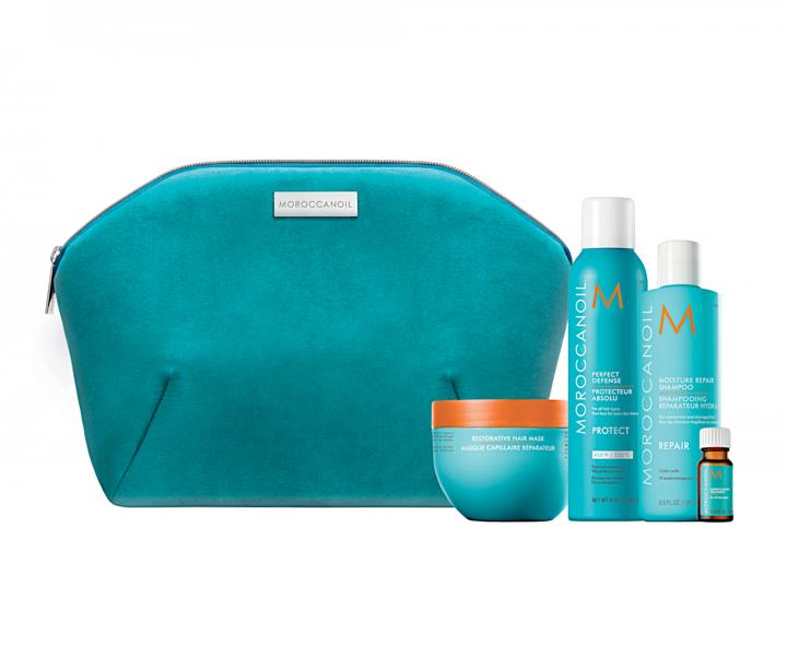 Drkov sada pro regeneraci vlas Moroccanoil Magic of Repair + kosmetick taka zdarma