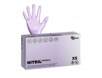 Nitrilov rukavice pro kadenky Espeon Nitril Sparkle 100 ks - perleov fialov, velikost XS