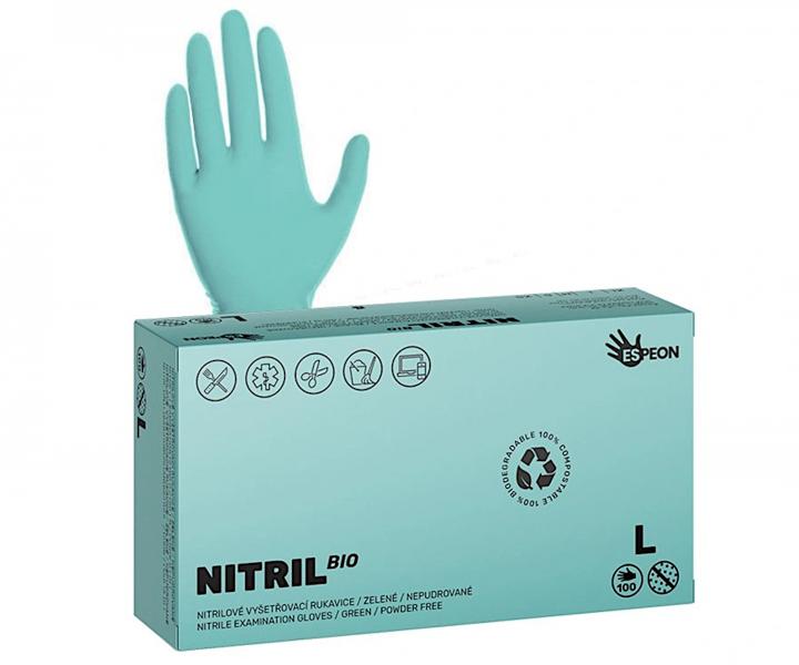 Ekologick nitrilov rukavice Espeon Nitril Bio - 100 ks, zelen, velikost L