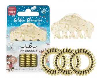 Sada skipce do vlas a spirlovch gumiek Invisibobble Aprs-Ski Golden Glamour