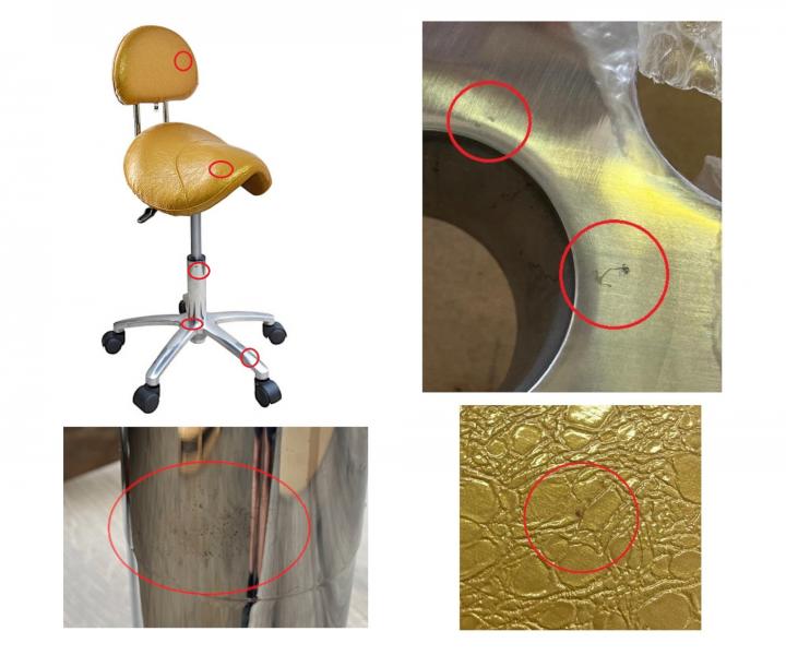 Taburet na kolekch s oprkou Detail T2 - zlat (30) - II. jakost - odrky, rez, skvrny