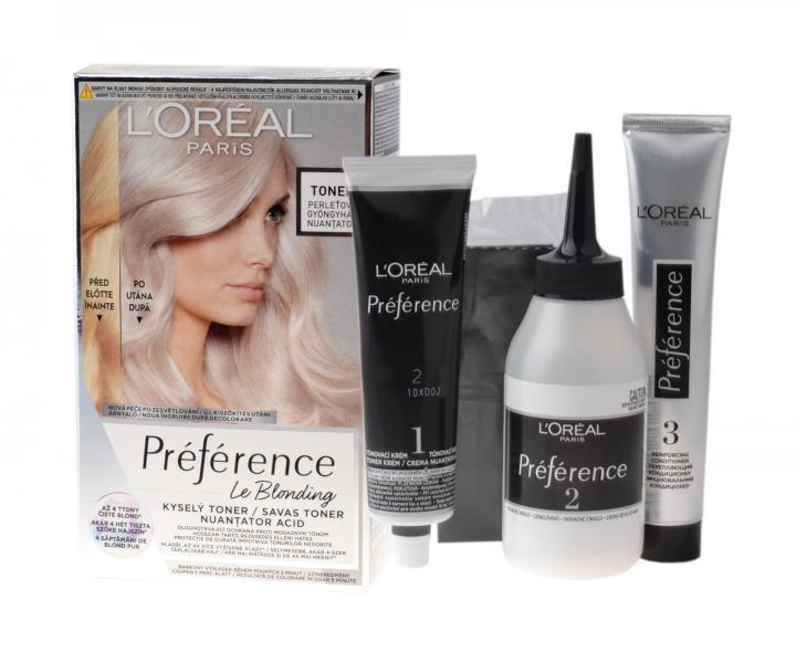 Neutralizan toner na vlasy s kyselm pH Loral Paris Prfrence Le Blonding - perleov